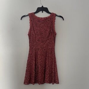 As U Wish Lace Mini Dress - Burgundy